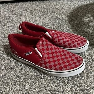 Vans Kids Red Checkered Slip-On Shoes